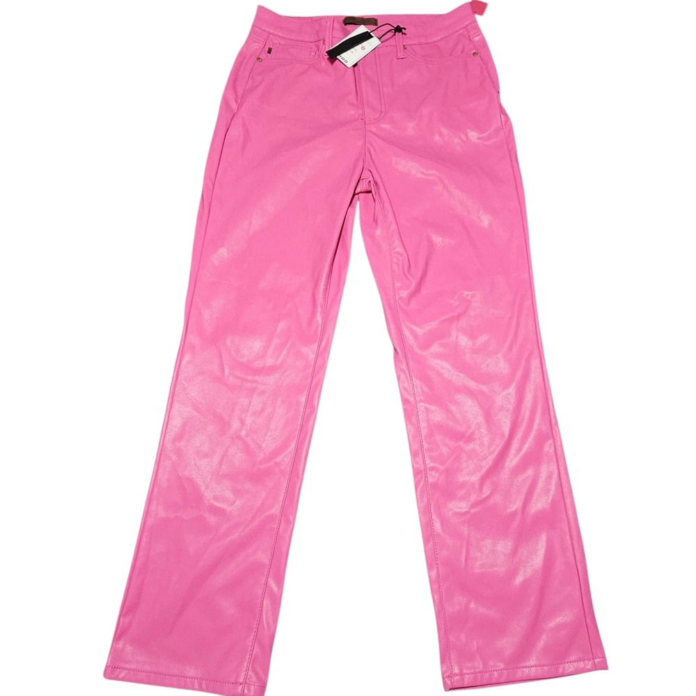 Judy Blue Faux Leather Pants Sz 9 Straight Leg Control Top Hot Pink JB88748 NEW